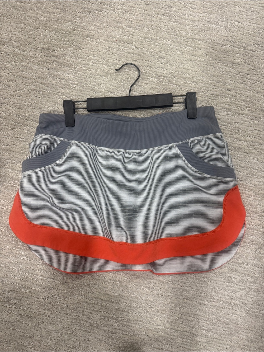 Lululemon Striped Gray Athletic Skort with orange Trim
